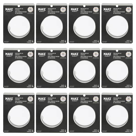 12 Packs: 4 ct. (48 total) Ceramic Sublimation Car Coasters by Make Market®